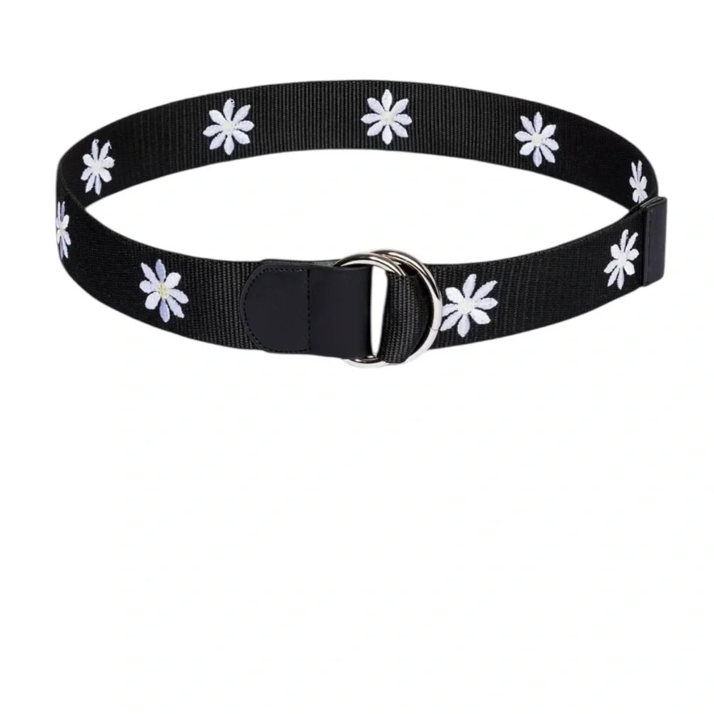 Flowerchild Adjustable Metal Double Loop Belt White & Yellow Daisies NWOT
